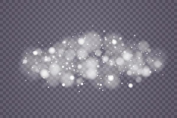 White bokeh lights with glowing particles.