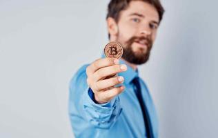 man in shirt with tie cryptocurrency is finance internet technology photo