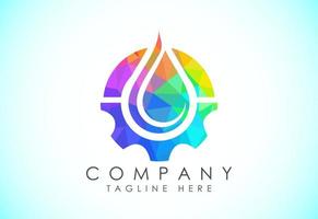 Polygonal fire flame logo icon. Low poly style oil and gas industry logo design concept. vector