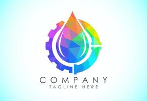 Polygonal fire flame logo icon. Low poly style oil and gas industry logo design concept. vector
