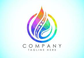 Polygonal fire flame logo icon. Low poly style oil and gas industry logo design concept. vector