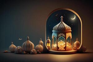 Ramadan Holiday Background. Illustration AI Generative photo