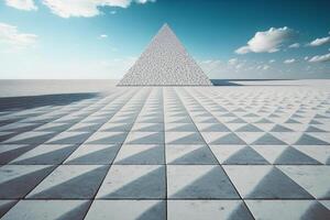 forma Roca losas piso y pirámides con cielo. ilustración ai generativo foto