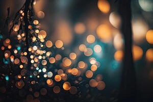 Abstract Blurred Background With Bokeh From Deep Forest. Illustration photo