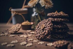 Fresh homemade Chocolate Oatmeal Cookies. Illustration photo