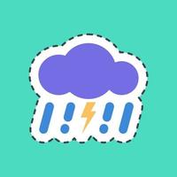 Sticker line cut thunder storm. Weather elements symbol. Good for prints, web, smartphone app, posters, infographics, logo, sign, etc. vector