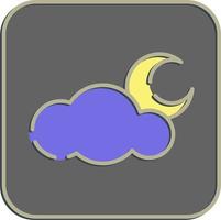 Icon cloudy night. Weather elements symbol. Icons in embossed style. Good for prints, web, smartphone app, posters, infographics, logo, sign, etc. vector