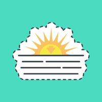 Sticker line cut sunset. Weather elements symbol. Good for prints, web, smartphone app, posters, infographics, logo, sign, etc. vector