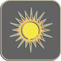 Icon sunny. Weather elements symbol. Icons in embossed style. Good for prints, web, smartphone app, posters, infographics, logo, sign, etc. vector