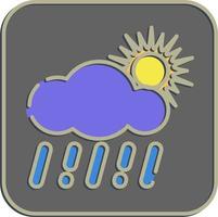 Icon rain with sun. Weather elements symbol. Icons in embossed style. Good for prints, web, smartphone app, posters, infographics, logo, sign, etc. vector