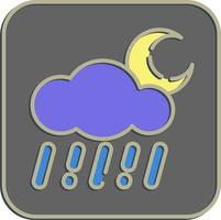 Icon rainy night. Weather elements symbol. Icons in embossed style. Good for prints, web, smartphone app, posters, infographics, logo, sign, etc. vector