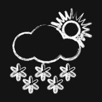 icono nevando con Dom. clima elementos símbolo. íconos en tiza estilo. bueno para huellas dactilares, web, teléfono inteligente aplicación, carteles, infografía, logo, firmar, etc. vector