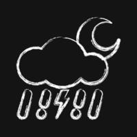 Icon thunder storm night. Weather elements symbol. Icons in chalk style. Good for prints, web, smartphone app, posters, infographics, logo, sign, etc. vector