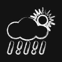 Icon rain with sun. Weather elements symbol. Icons in chalk style. Good for prints, web, smartphone app, posters, infographics, logo, sign, etc. vector