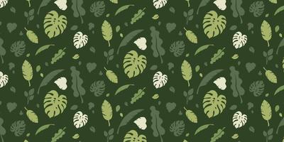 Seaweed green leaf pattern background. seamless leaf pattern. leaf monstera. vector