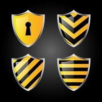 Vector  Shield, Glossy Protection Concept on black Background