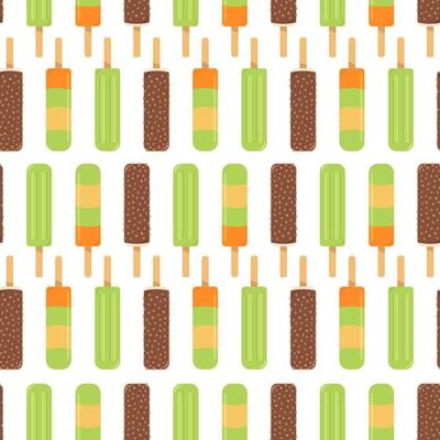 Seamless ice cream pattern. Fruit ice and ice cream on a stick. Flat style vector image