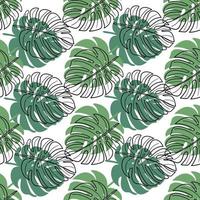 A tropical monstera leaf pattern. Botanical pattern with tropical plants. vector