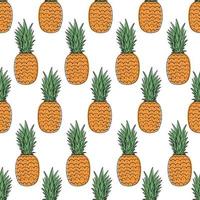 Summer pattern with pineapples. Hand drawn pineapple in doodle style. Vector image