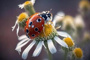 Ladybug with Daisy Flower. Illustration photo