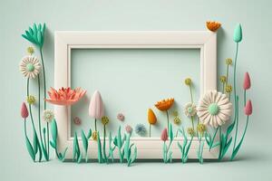 cute spring flower border frame. Illustration photo