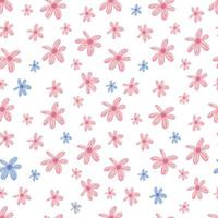 Simple flowers, petals seamless, repeatable pattern, summer background. Repeated light background, soft textile texture. Bright abstract nature wallpaper. vector