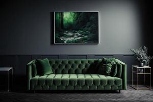 Green Sofa in Modern Interior Design. Illustration photo