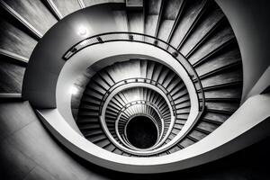 Curved staircase. Top view of modern part architecture. Illustration photo