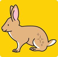 illustration of a rabbit Vector cute rabbit cartoon on yellow background