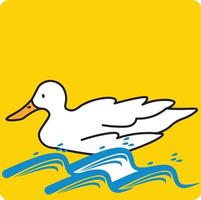 illustration of a duck Vector happy duck hand waving on yellow background