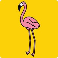 Pink flamingo bird Vector cartoon beautiful flamingo bird on the lake