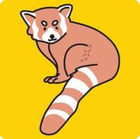 Cartoon happy raccoon isolated on yellow background vector