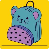 Fun and Bright Flat outlined Mouse Backpack vector