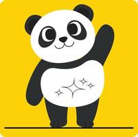 Vector cute panda cartoon waving hand