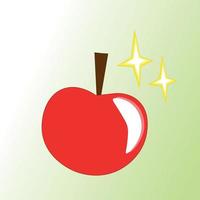 Red apple with stars on a white-green background vector