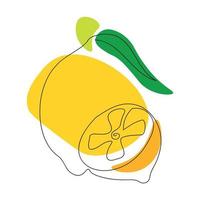 Drawing of a lemon drawn with one continuous line vector