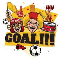 football fans design cheerful celebrating goal vector