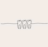 minimalista dentista línea arte, dientes contorno dibujo, dental oficina, sencillo bosquejo, vector diseño