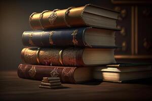 A stack of hardcover literary books. Illustration photo