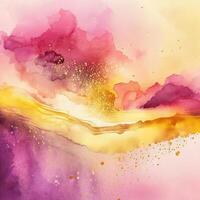 Abstract Pink and Gold Watercolor Background. Illustration photo
