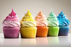 Rainbow colorful cupcakes. Illustration photo