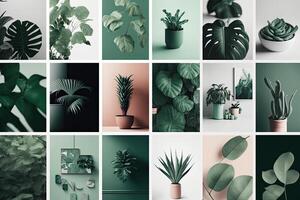 Set of trendy aesthetic photo collages. Illustration