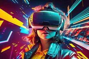 Future digital technology metaverse game and entertainment. Illustration photo