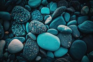 Abstract background of the nature of pebbles. Blue texture. Illustration photo