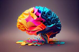 resumen cerebro diseño, arco iris colores generativo ai foto