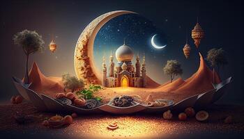 Ramadán islam fiesta religión ilustración, generativo ai foto