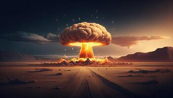 nuclear bomba explosión. nuclear arma ilustración generativo ai foto