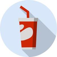 Soda in red packaging. Funny icon. Glass with straw. vector