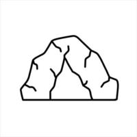 Cave icon. Stone shelter. Entrance to the mountain dungeon. Black silhouette vector