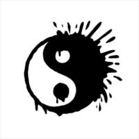 Yin Yang Sign. Black white dao symbol. Brush stroke hand drawn illustration vector